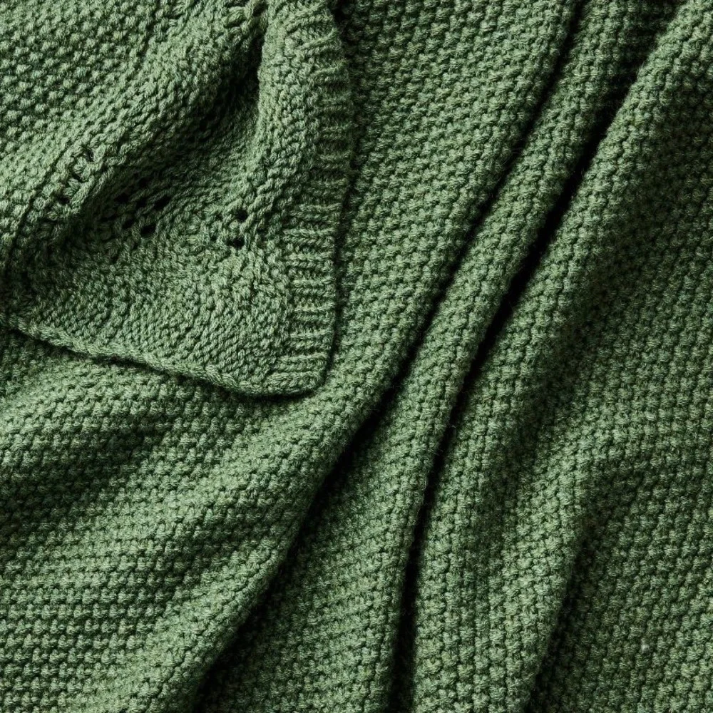Scalloped Knit Throw Green - Threshold™ designed with Studio McGee